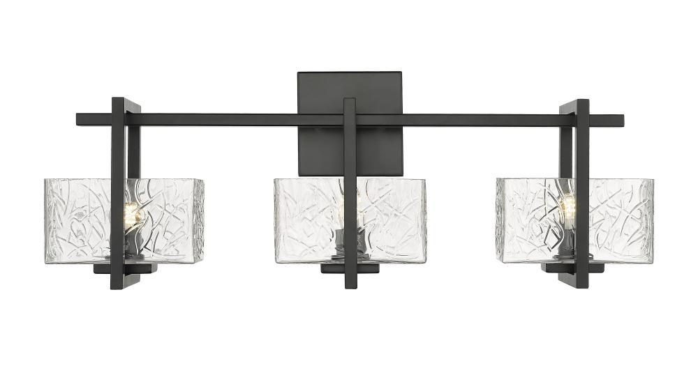 Striate - 3 Light - 24 inch - Black - Bath Vanity Light