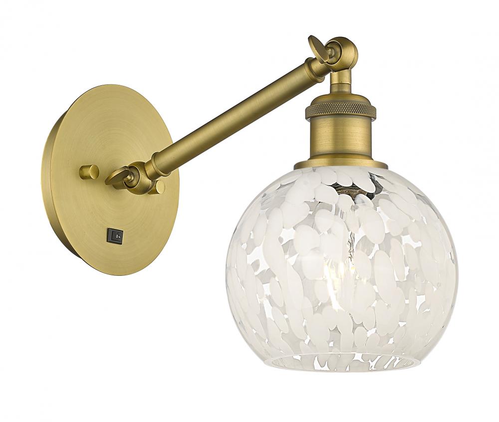 White Mouchette - 1 Light - 6 inch - Brushed Brass - Sconce