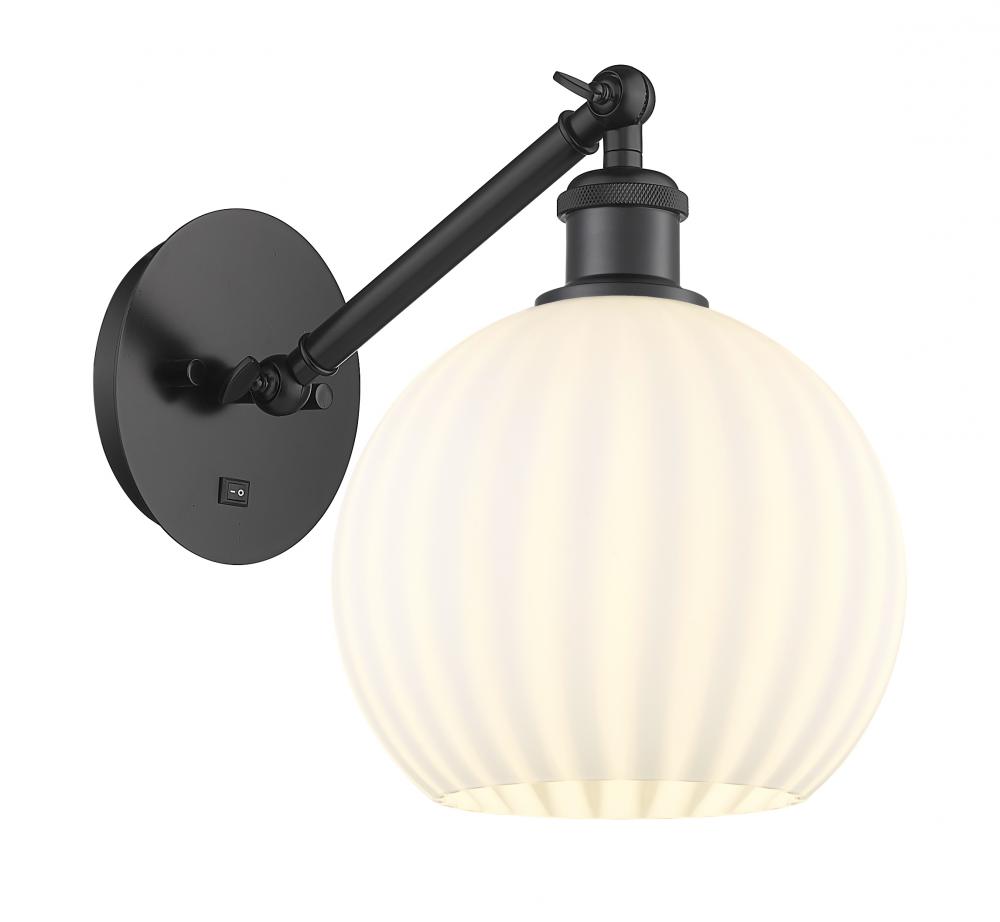 White Venetian - 1 Light - 8 inch - Matte Black - Sconce