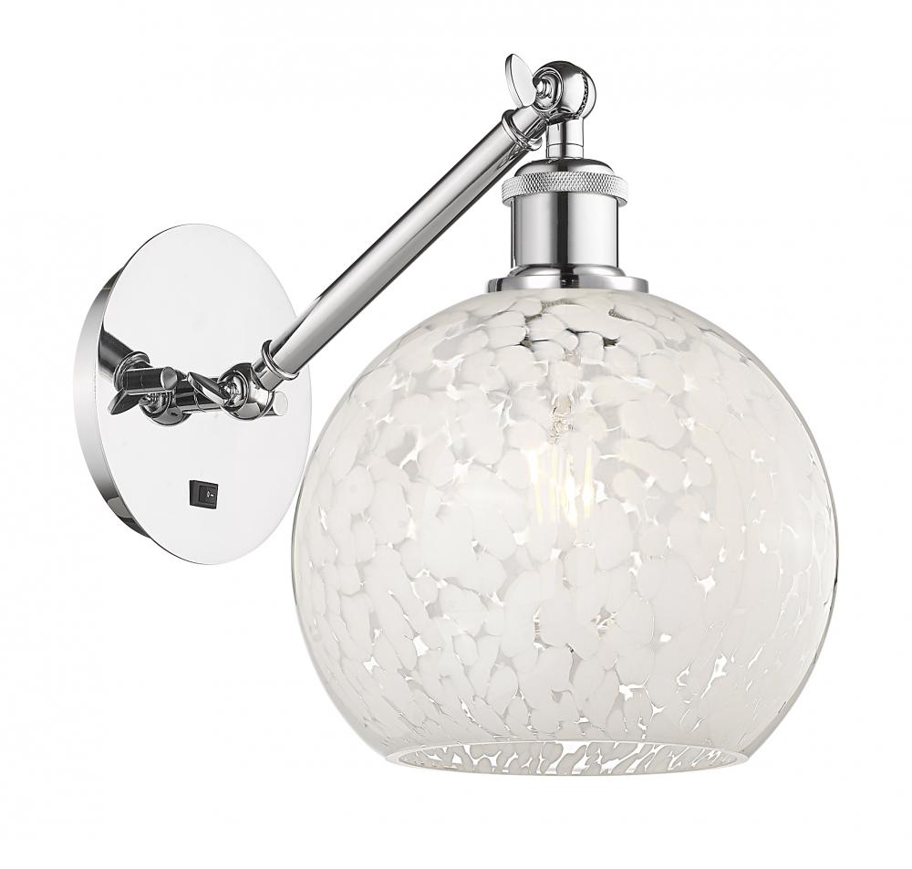 White Mouchette - 1 Light - 8 inch - Polished Chrome - Sconce