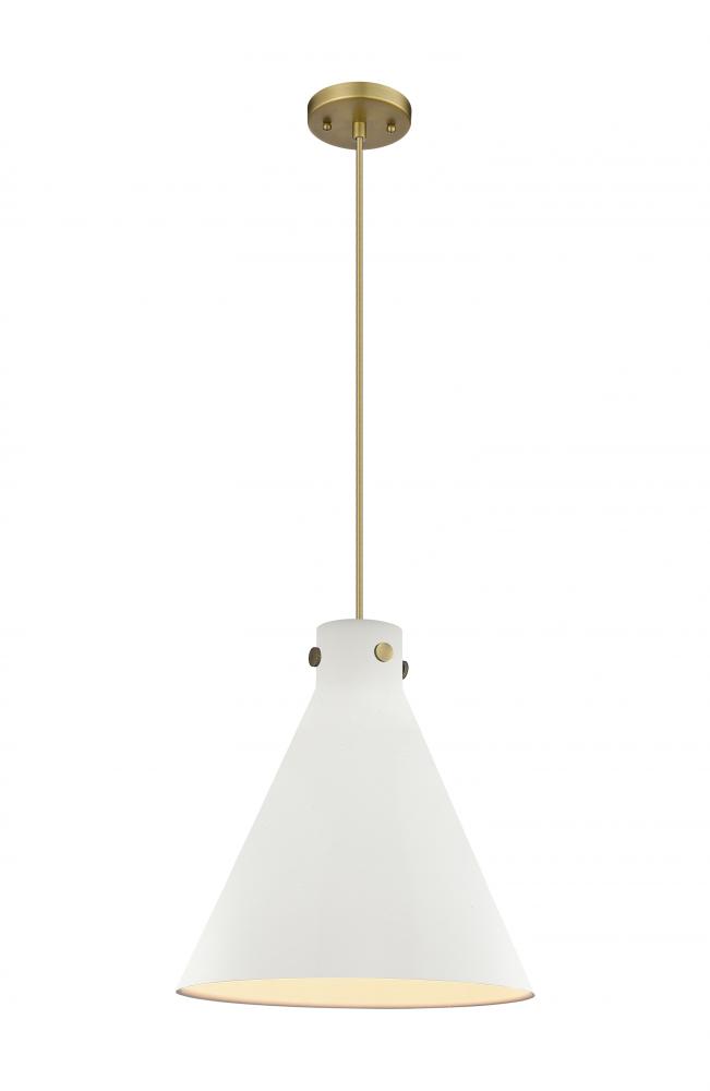 Newton Cone - 1 Light - 16 inch - Brushed Brass - Cord hung - Pendant