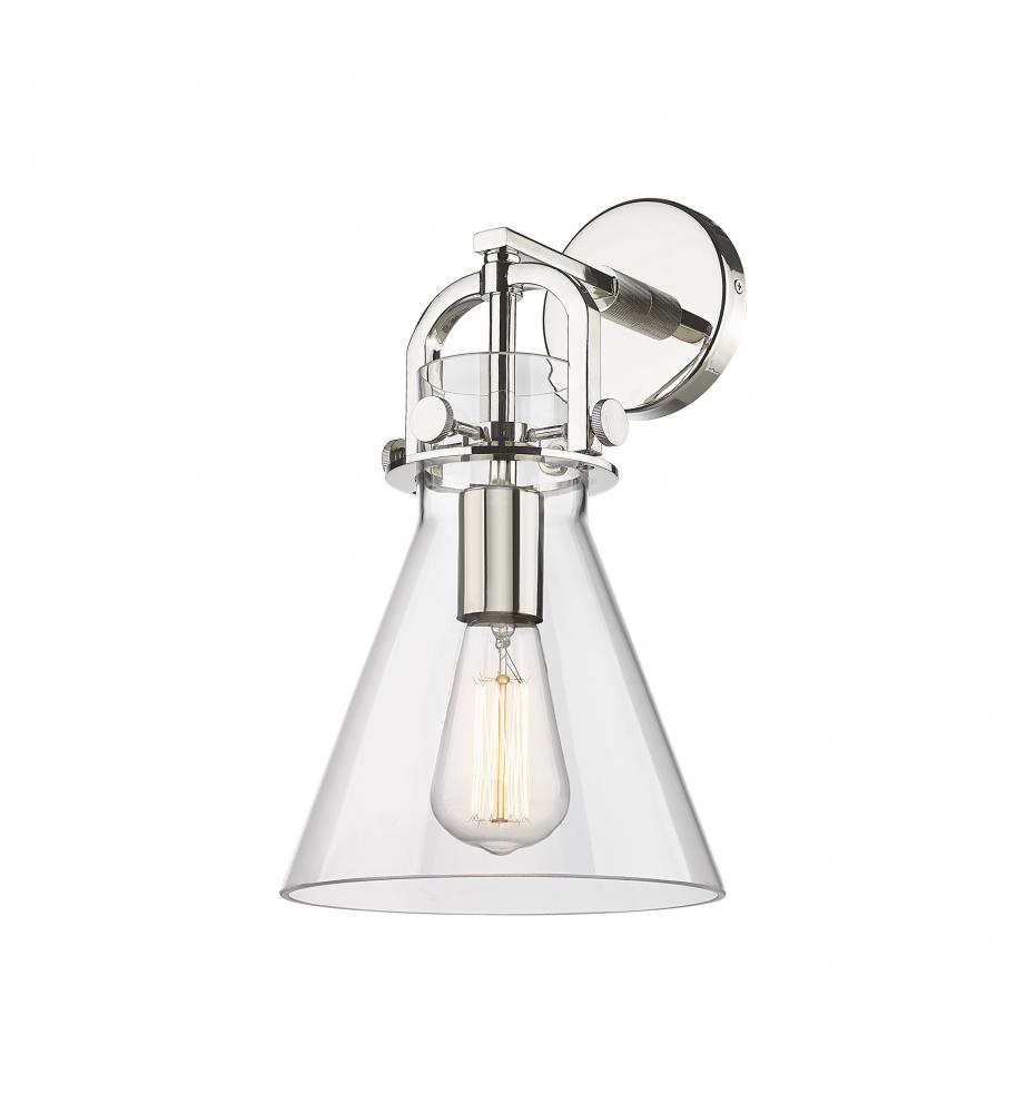 Newton Cone - 1 Light - 8 inch - Polished Nickel - Sconce