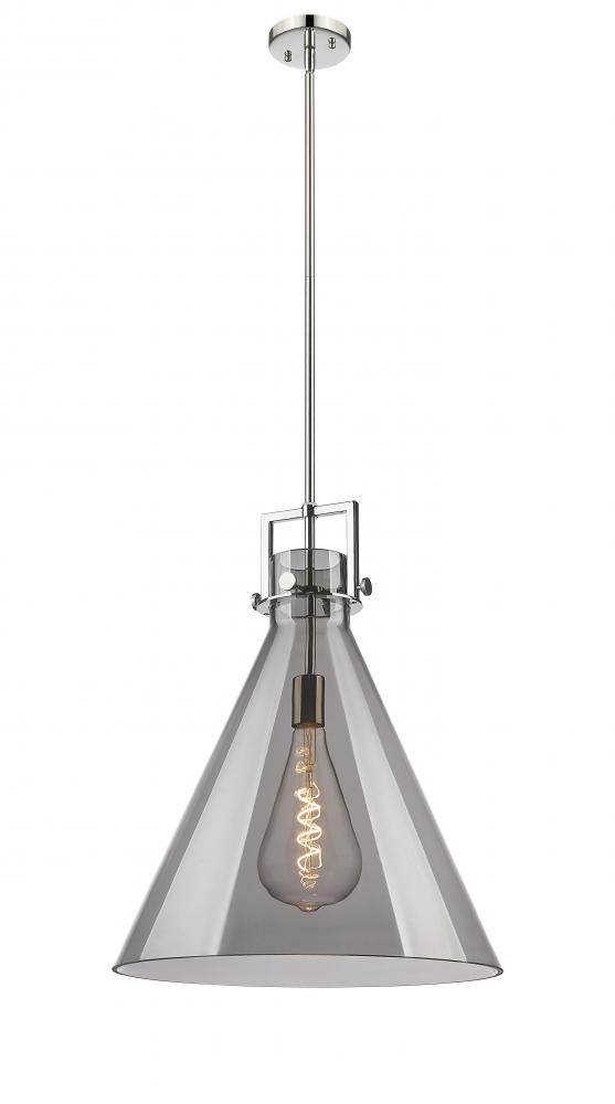 Newton Cone - 1 Light - 18 inch - Polished Nickel - Cord hung - Pendant