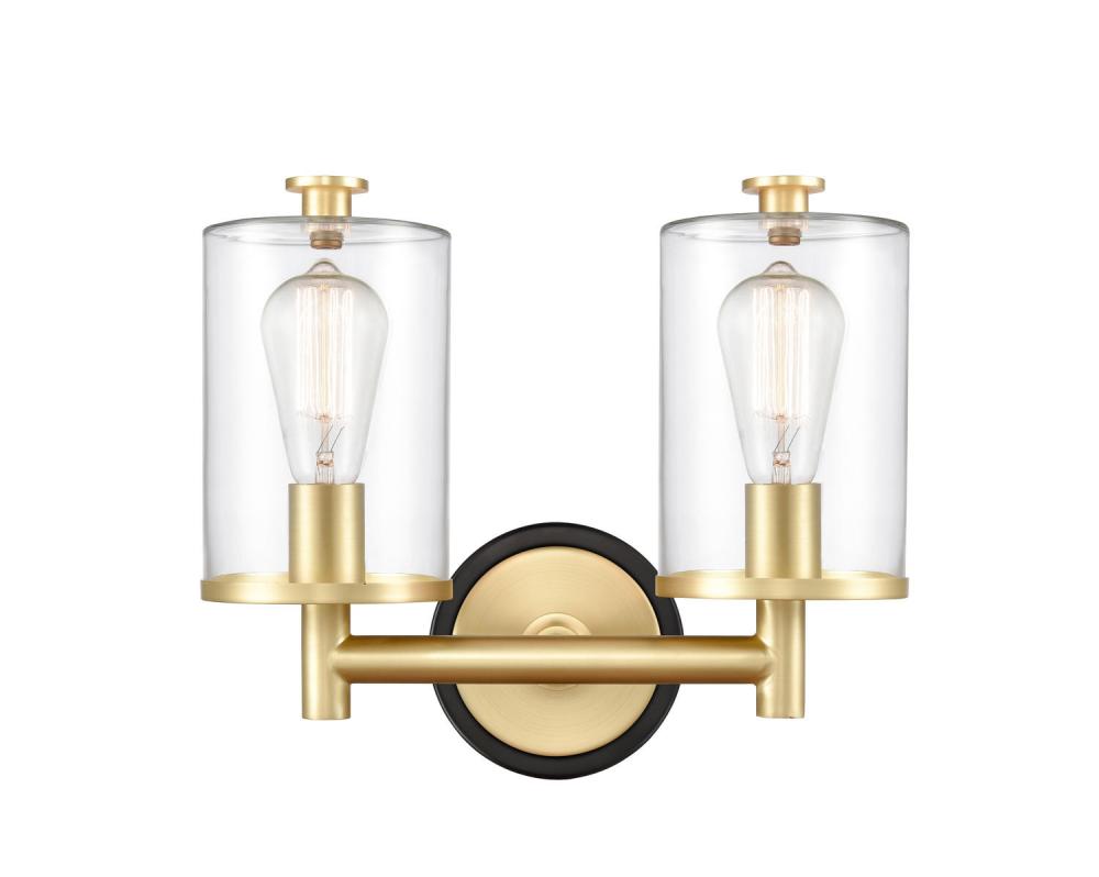 Marlowe - 2 Light - 14 inch - Black Satin Brass - Bath Vanity Light