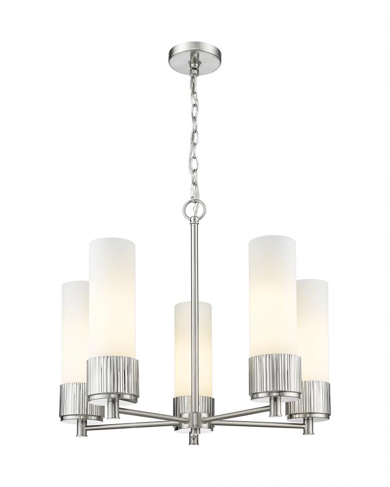 Bolivar - 5 Light - 25 inch - Satin Nickel - Chain Hung - Chandelier