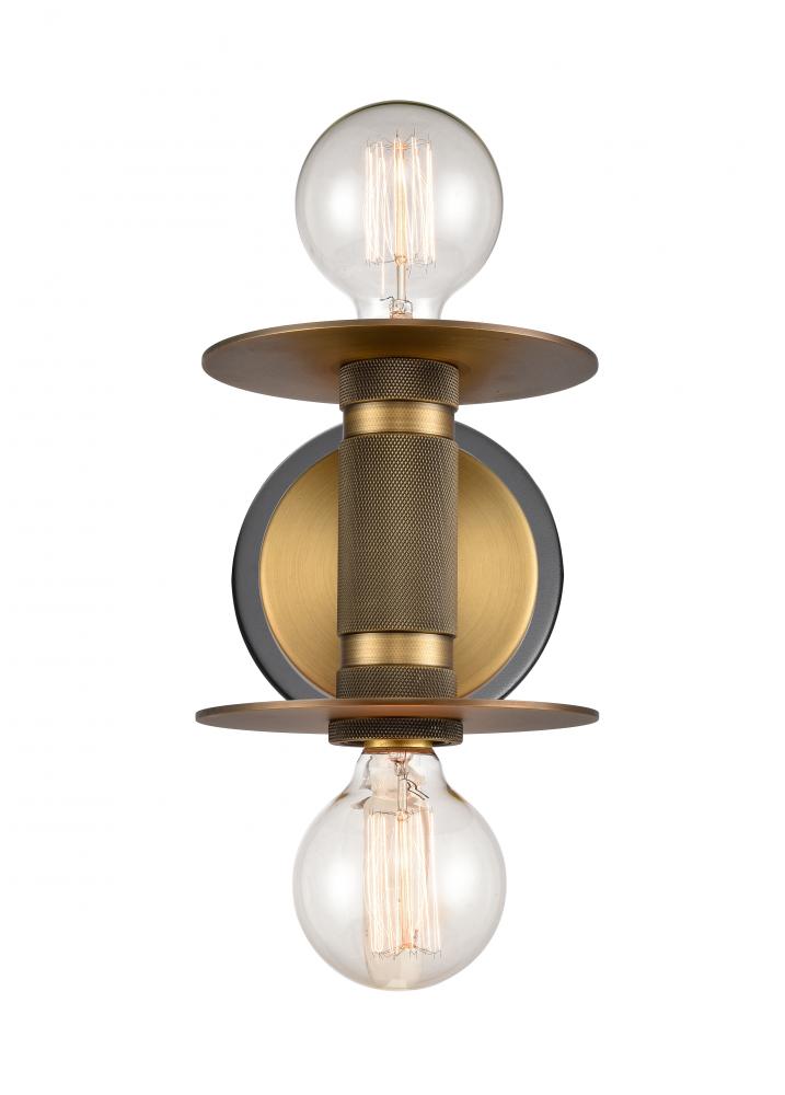 Aurora - 2 Light - 6 inch - Black Brushed Brass - Sconce