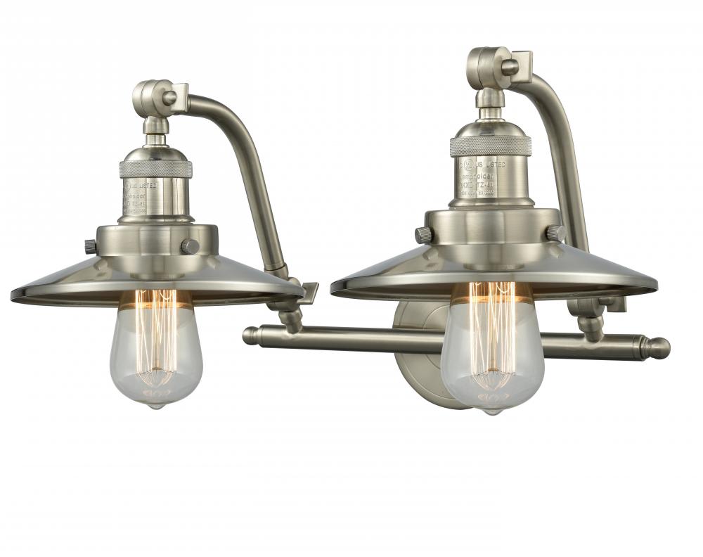 Railroad - 2 Light - 18 inch - Brushed Satin Nickel - Bath Vanity Light