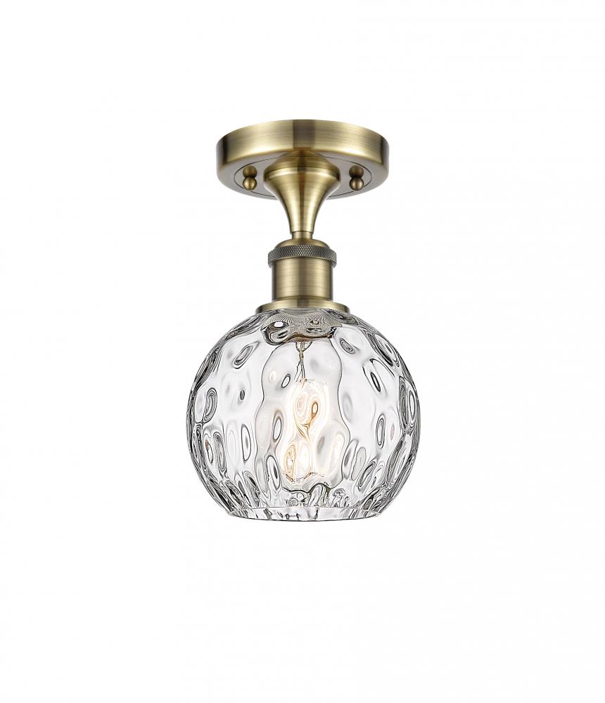 Athens Water Glass - 1 Light - 6 inch - Antique Brass - Semi-Flush Mount