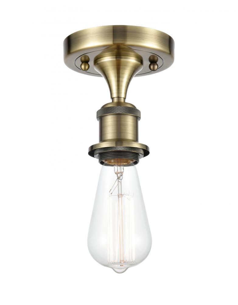 Bare Bulb - 1 Light - 5 inch - Antique Brass - Semi-Flush Mount