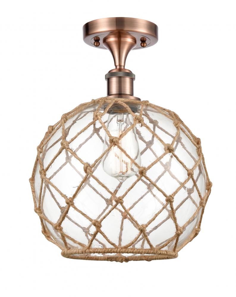 Farmhouse Rope - 1 Light - 10 inch - Antique Copper - Semi-Flush Mount