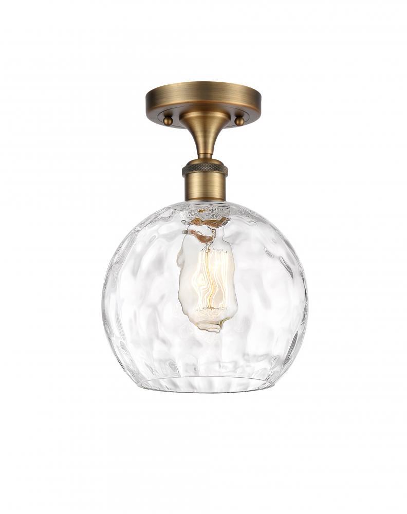 Athens Water Glass - 1 Light - 8 inch - Brushed Brass - Semi-Flush Mount