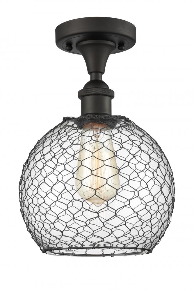 Farmhouse Chicken Wire - 1 Light - 8 inch - Oil Rubbed Bronze - Semi-Flush Mount