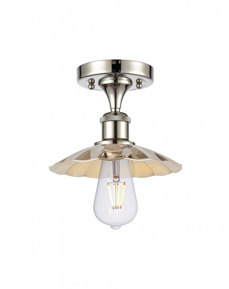 Scallop - 1 Light - 8 inch - Polished Nickel - Semi-Flush Mount