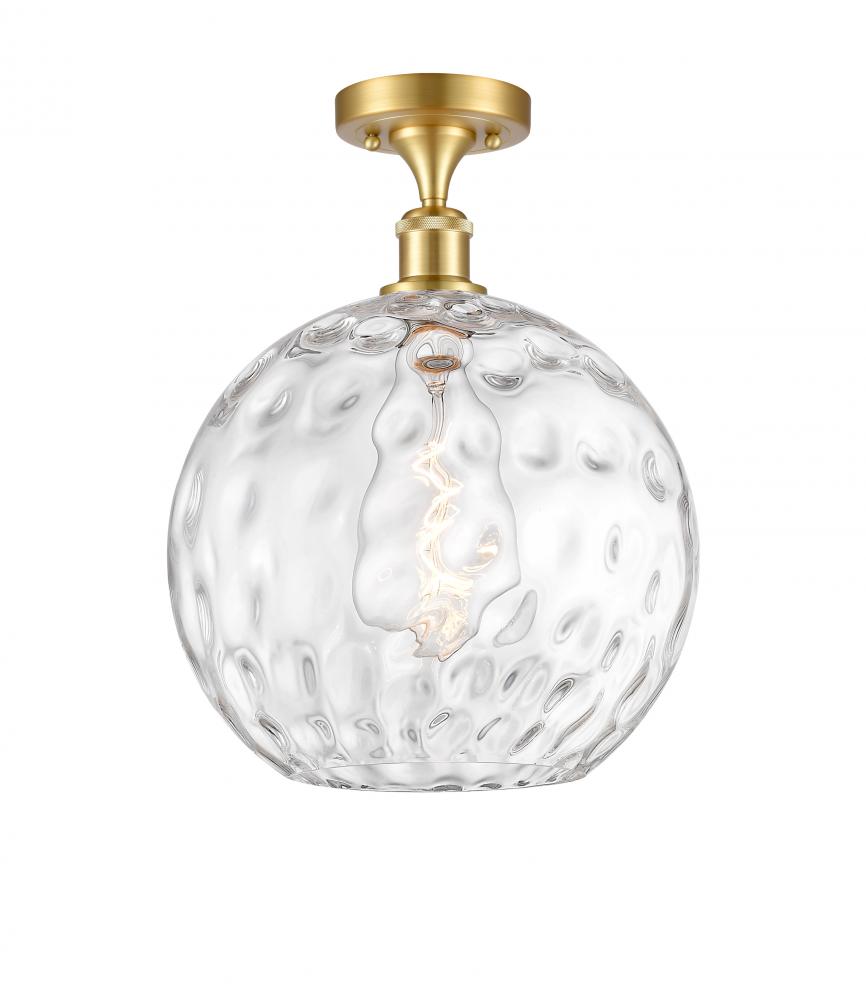 Athens Water Glass - 1 Light - 12 inch - Satin Gold - Semi-Flush Mount