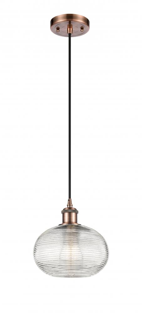 Ithaca - 1 Light - 8 inch - Antique Copper - Cord hung - Mini Pendant