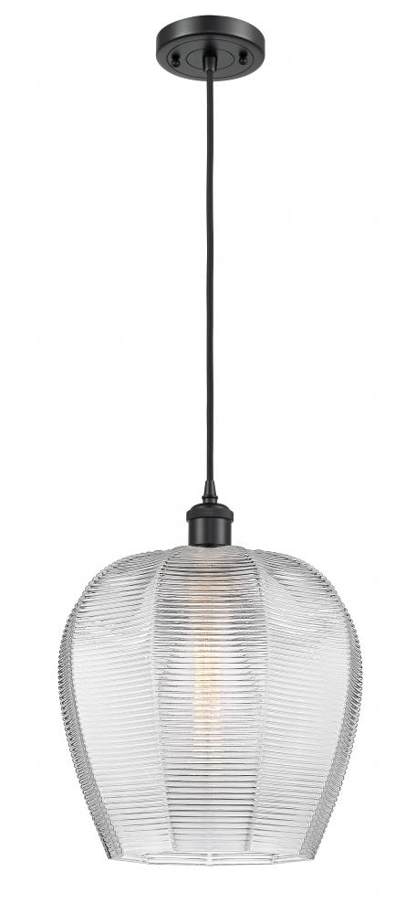 Norfolk - 1 Light - 12 inch - Matte Black - Cord hung - Mini Pendant