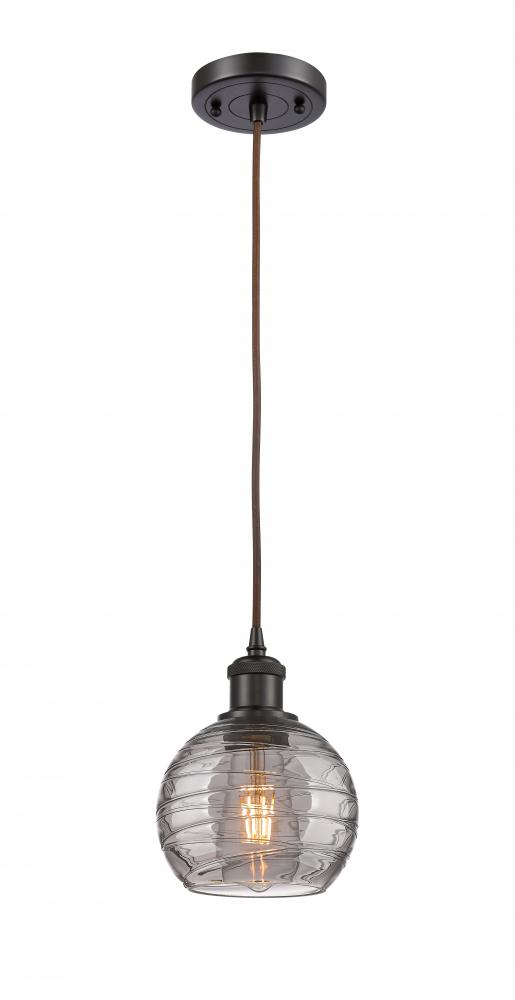 Athens Deco Swirl - 1 Light - 6 inch - Oil Rubbed Bronze - Cord hung - Mini Pendant