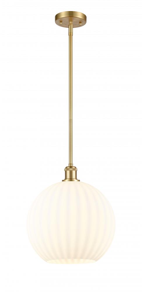 White Venetian - 1 Light - 12 inch - Satin Gold - Mini Pendant