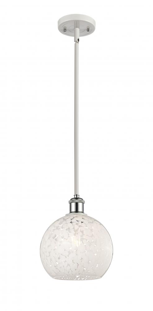 White Mouchette - 1 Light - 8 inch - White Polished Chrome - Mini Pendant