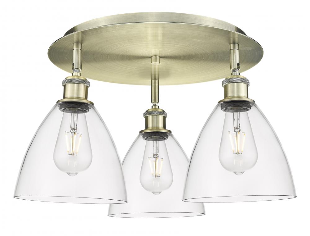 Bristol - 3 Light - 19 inch - Antique Brass - Flush Mount