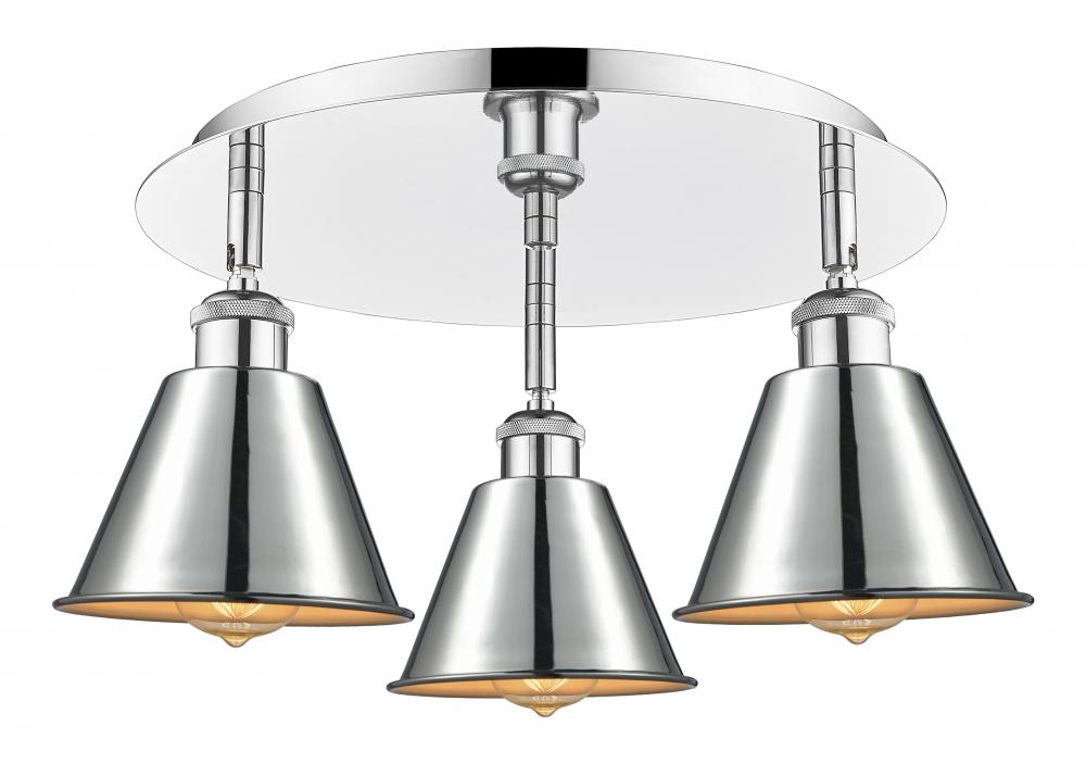 Ballston - 3 Light - 18 inch - Polished Chrome - Flush Mount