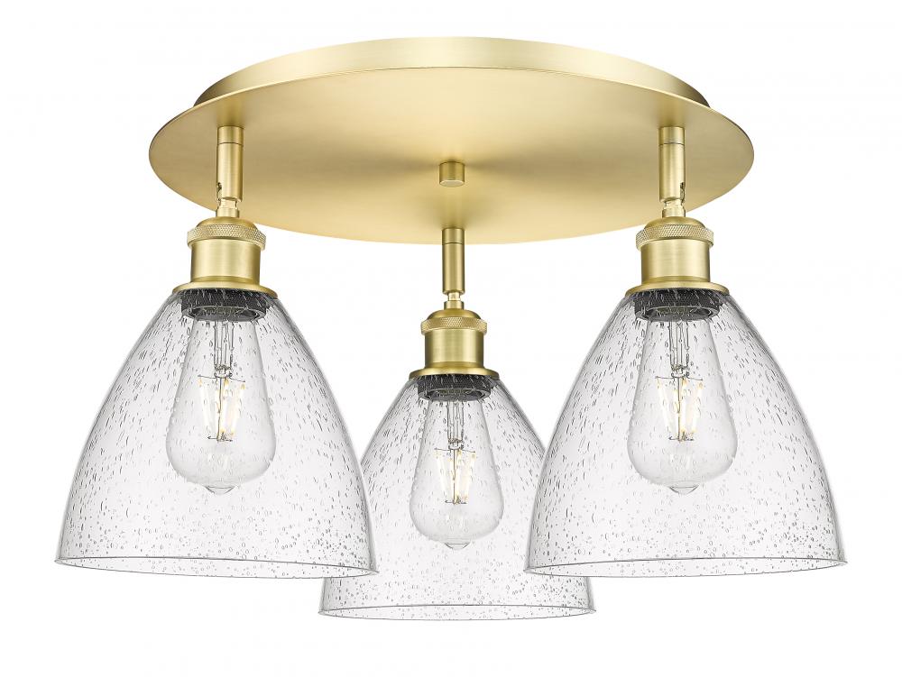 Bristol - 3 Light - 19 inch - Satin Gold - Flush Mount