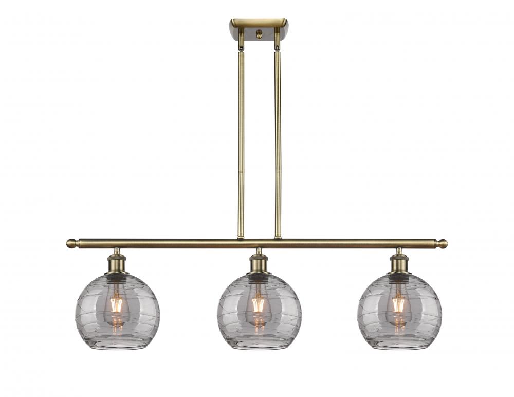 Athens Deco Swirl - 3 Light - 36 inch - Antique Brass - Cord hung - Island Light