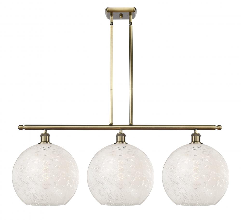 White Mouchette - 3 Light - 39 inch - Antique Brass - Stem Hung - Island Light