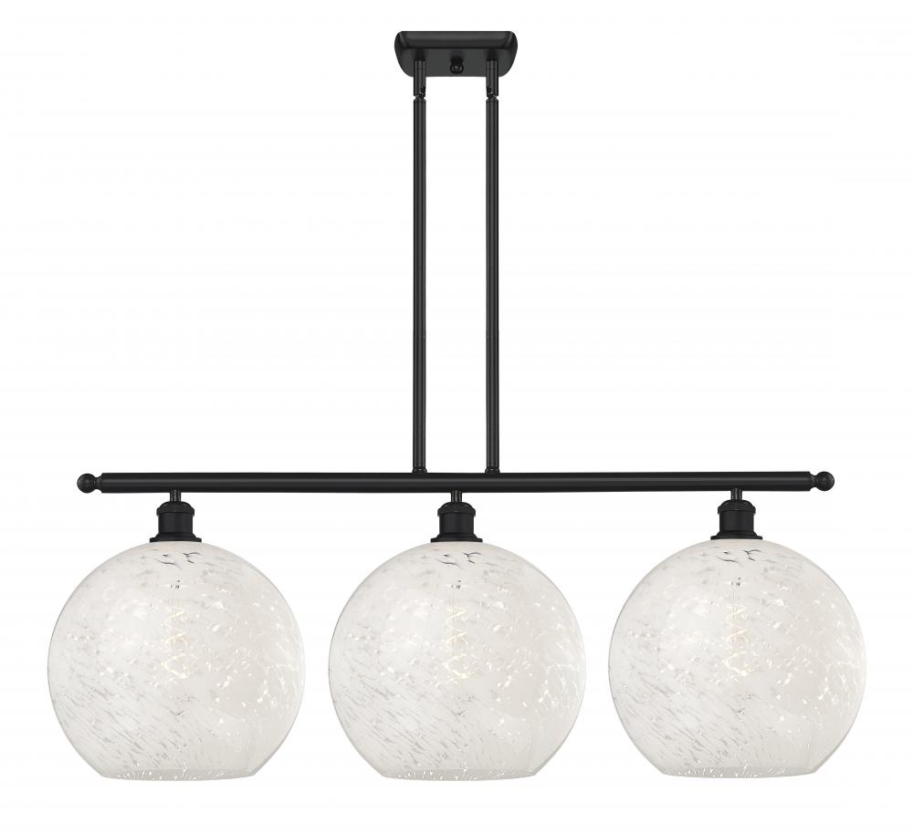 White Mouchette - 3 Light - 39 inch - Matte Black - Stem Hung - Island Light