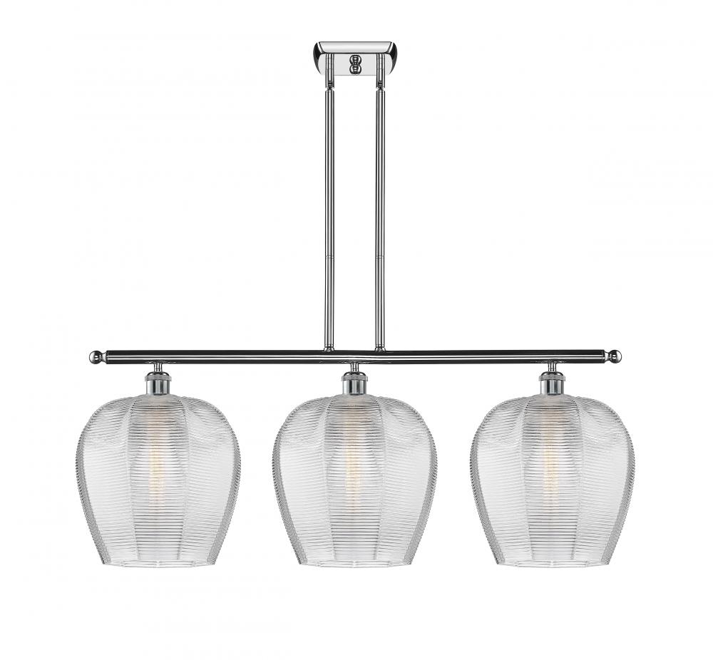 Norfolk - 3 Light - 38 inch - Polished Chrome - Cord hung - Island Light