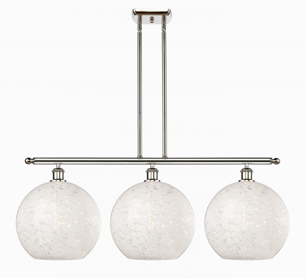 White Mouchette - 3 Light - 39 inch - Polished Nickel - Stem Hung - Island Light