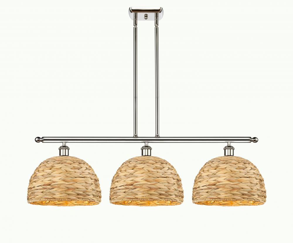 Woven Rattan - 3 Light - 39 inch - Polished Nickel - Multi Pendant