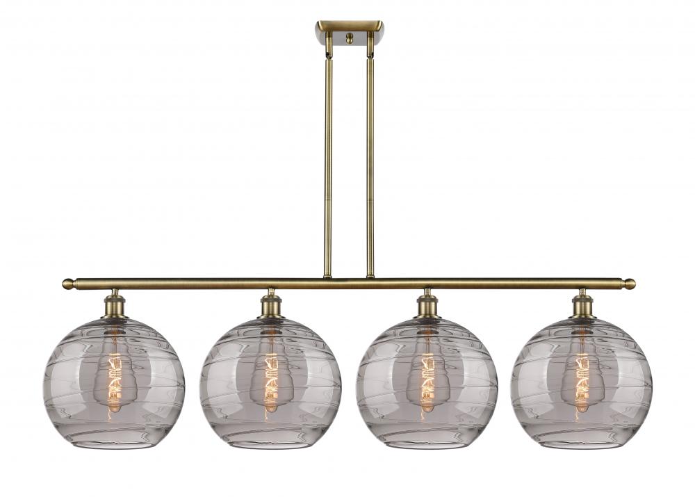 Athens Deco Swirl - 4 Light - 50 inch - Antique Brass - Cord hung - Island Light