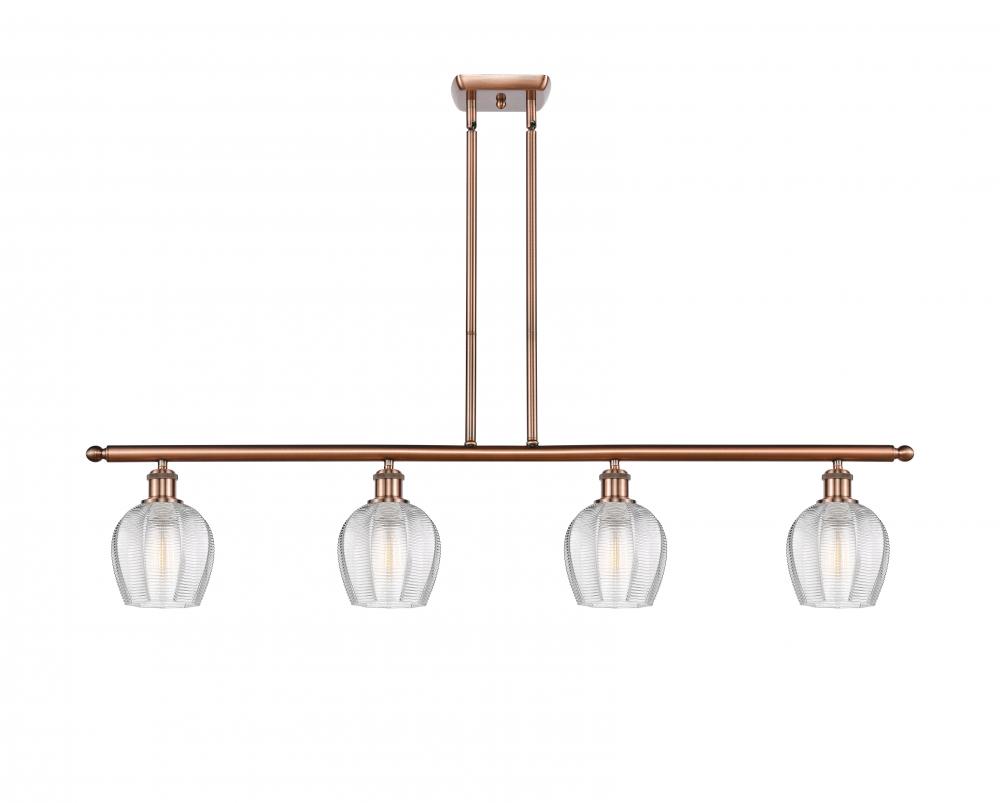 Norfolk - 4 Light - 48 inch - Antique Copper - Cord hung - Island Light