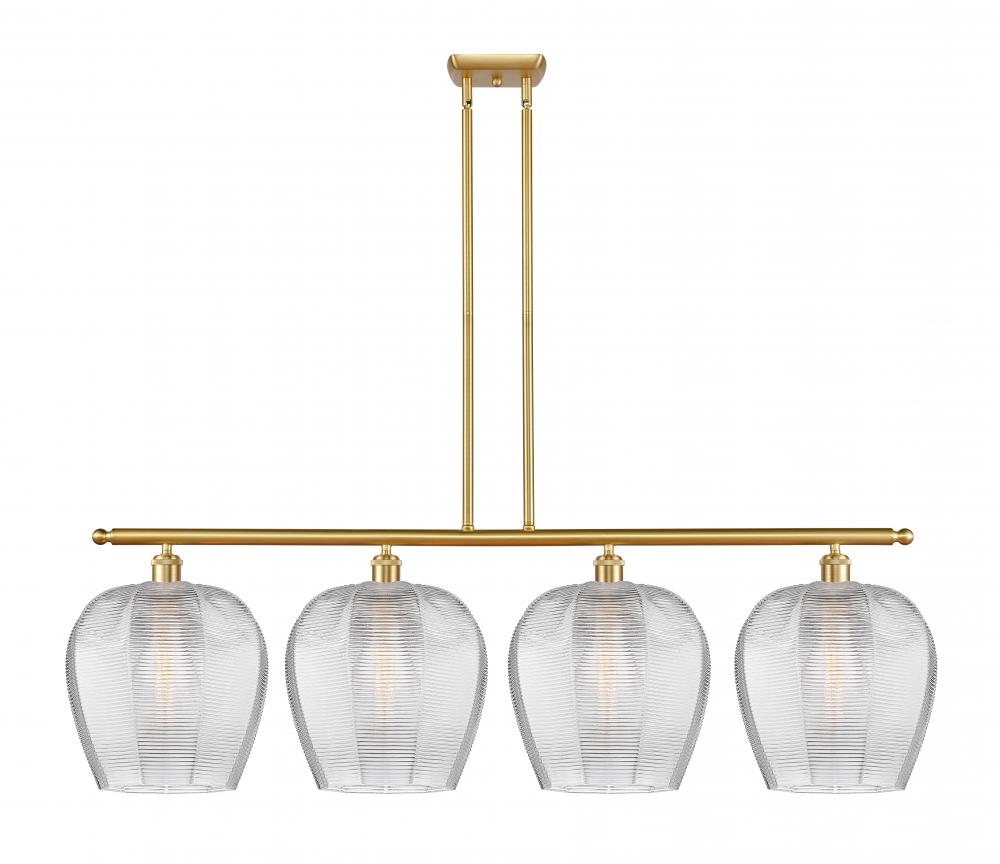 Norfolk - 4 Light - 50 inch - Satin Gold - Cord hung - Island Light