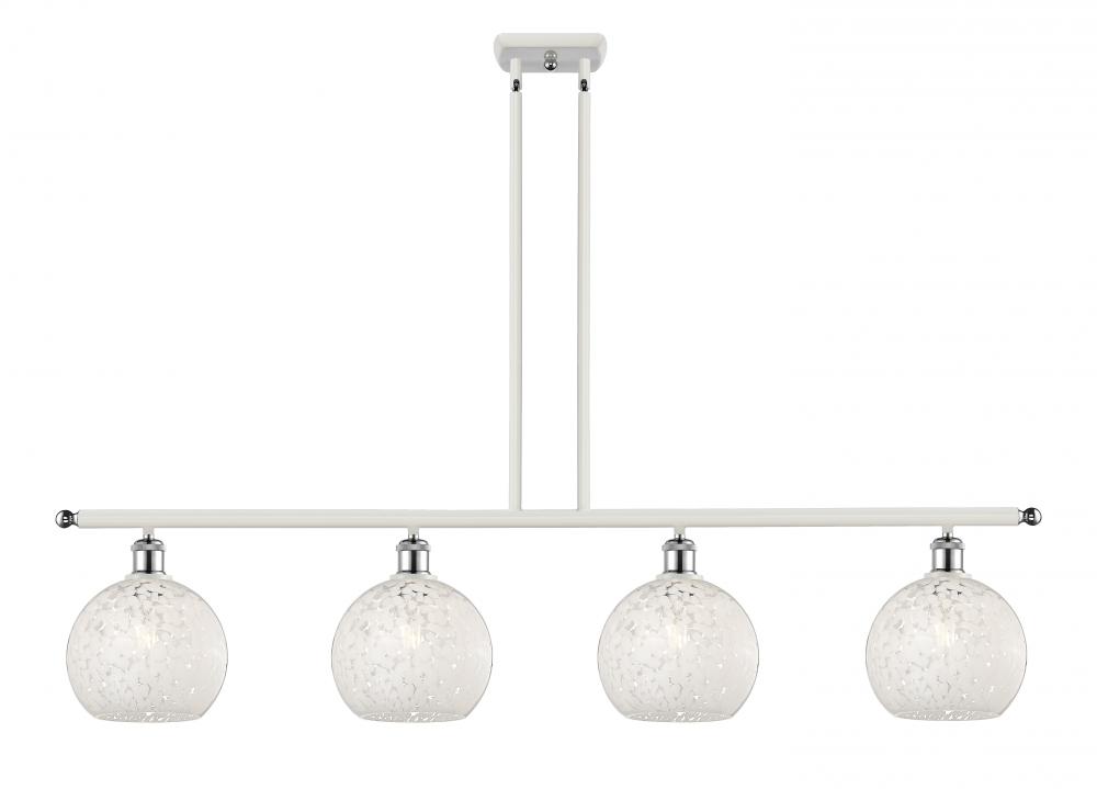 White Mouchette - 4 Light - 48 inch - White Polished Chrome - Stem Hung - Island Light