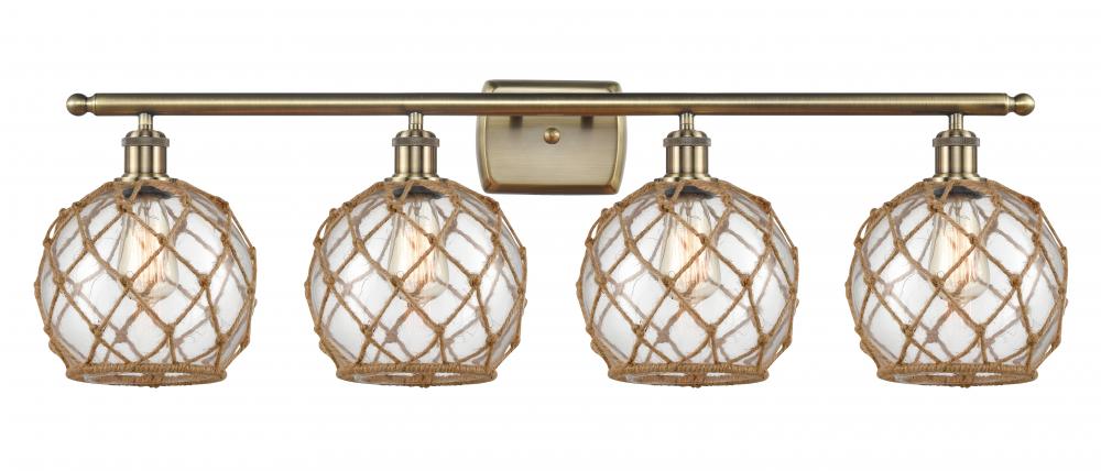 Farmhouse Rope - 4 Light - 38 inch - Antique Brass - Bath Vanity Light