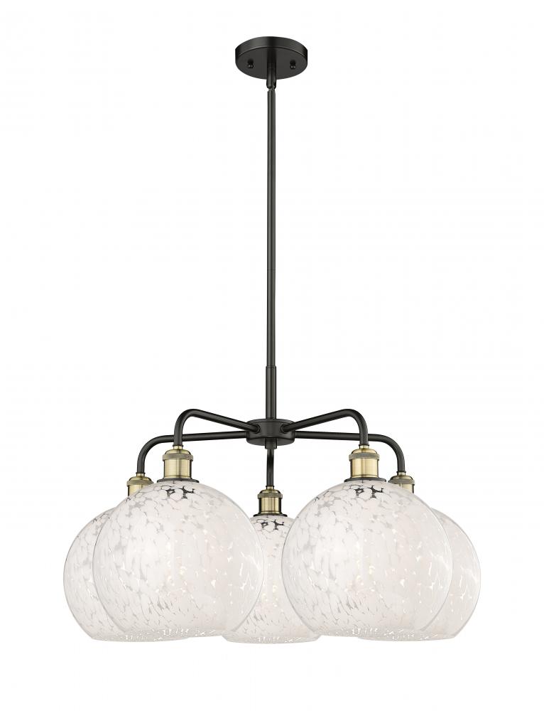 White Mouchette - 5 Light - 28 inch - Black Antique Brass - Chandelier