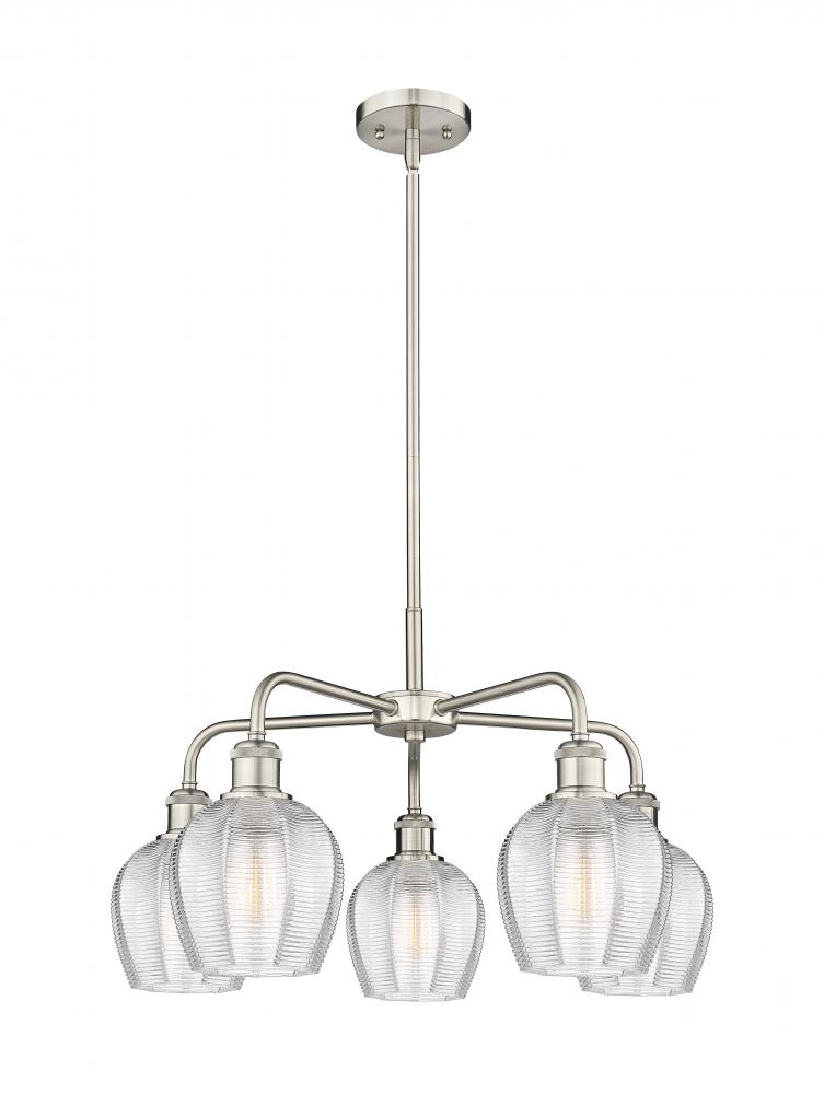 Norfolk - 5 Light - 24 inch - Satin Nickel - Chandelier