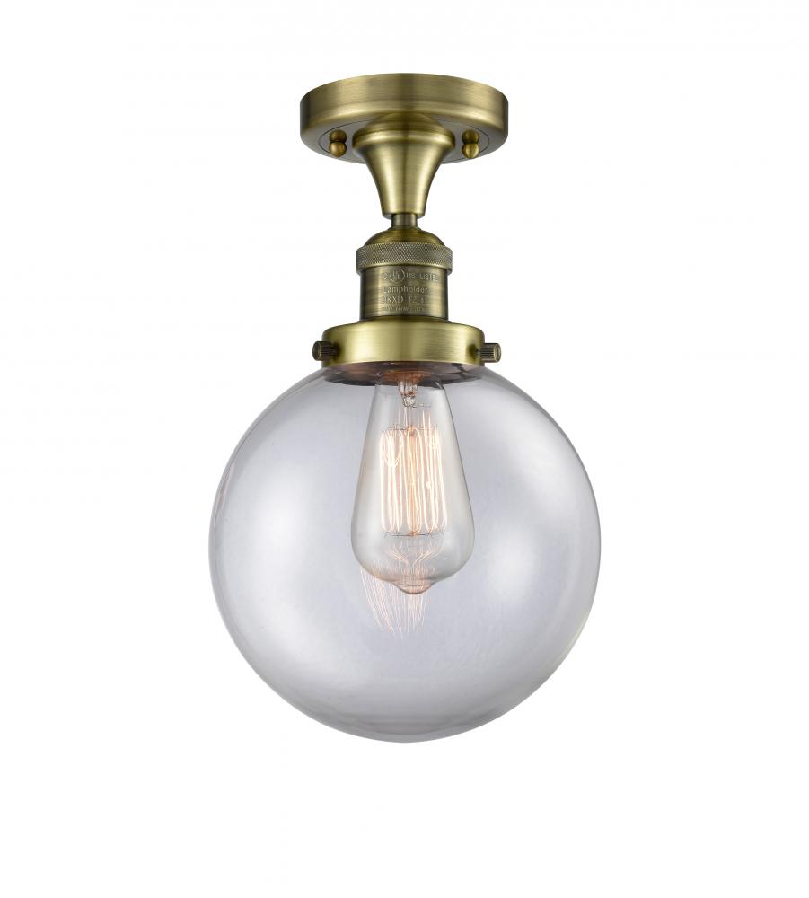 Beacon - 1 Light - 8 inch - Antique Brass - Semi-Flush Mount