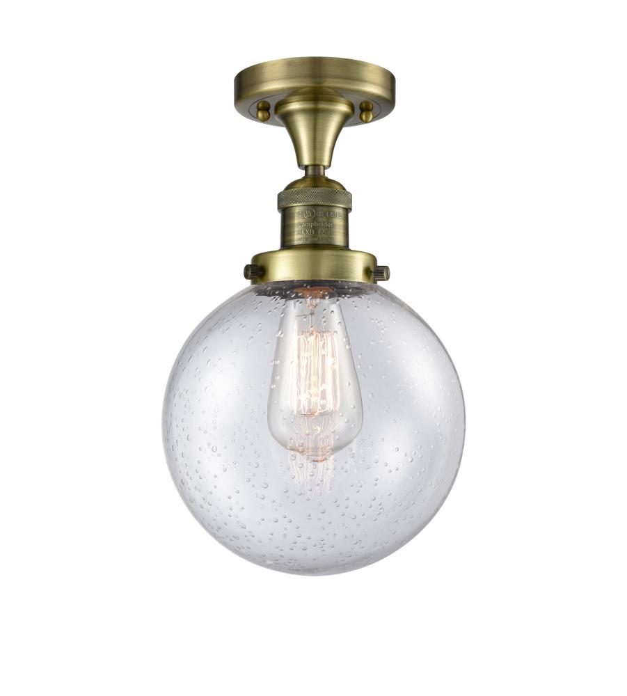 Beacon - 1 Light - 8 inch - Antique Brass - Semi-Flush Mount