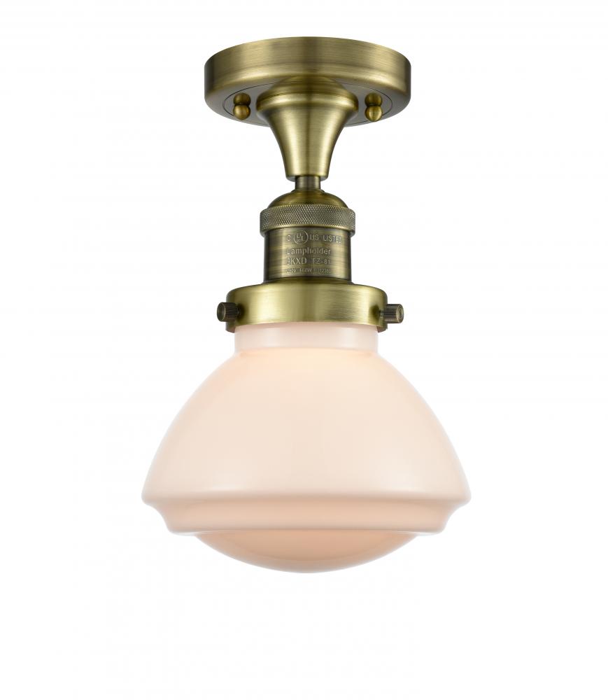 Olean - 1 Light - 7 inch - Antique Brass - Semi-Flush Mount