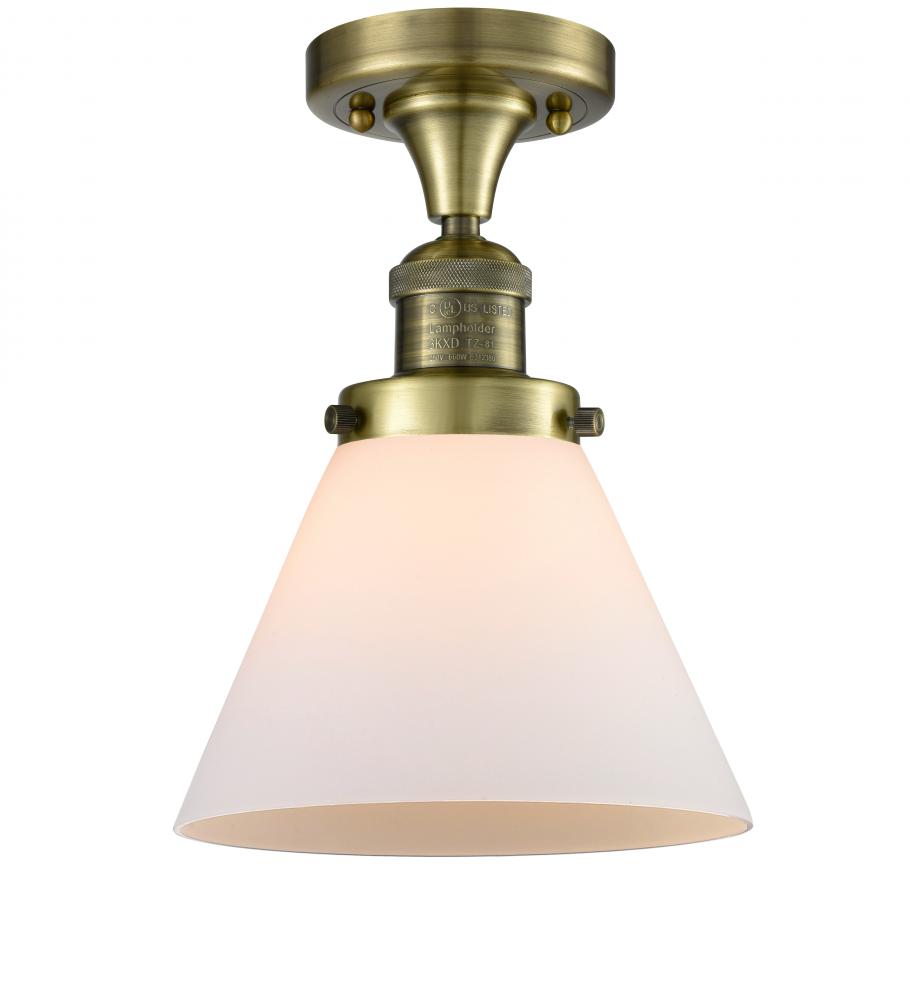 Cone - 1 Light - 8 inch - Antique Brass - Semi-Flush Mount