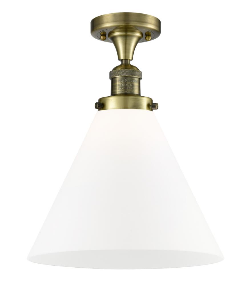 Cone - 1 Light - 12 inch - Antique Brass - Semi-Flush Mount