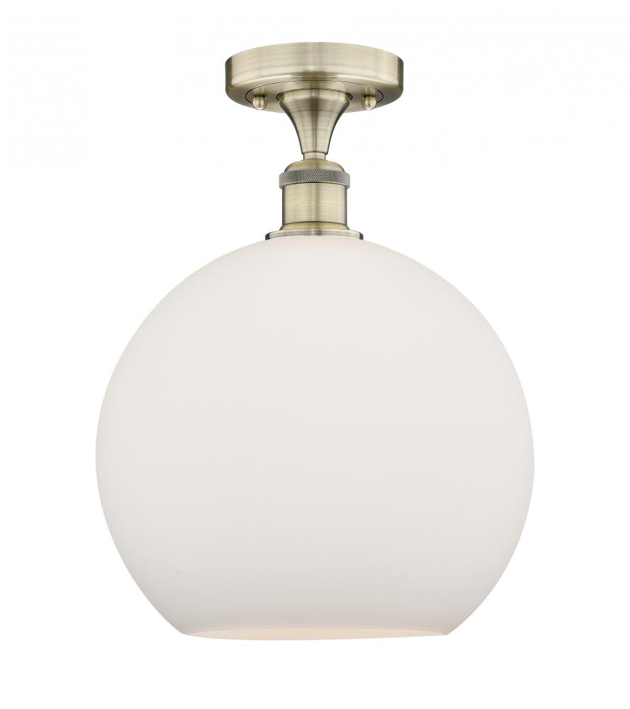 Athens - 1 Light - 12 inch - Antique Brass - Semi-Flush Mount