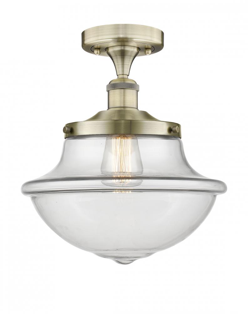 Oxford - 1 Light - 12 inch - Antique Brass - Semi-Flush Mount