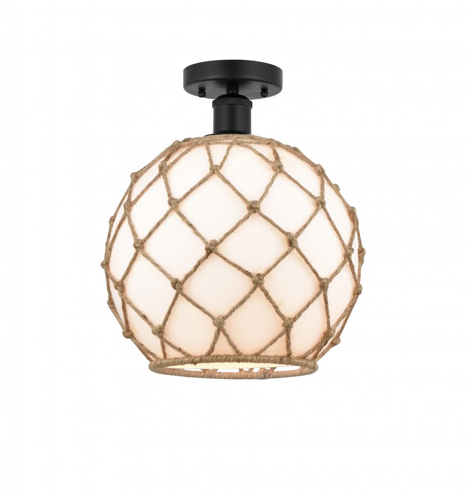 Farmhouse Rope - 1 Light - 10 inch - Matte Black - Semi-Flush Mount