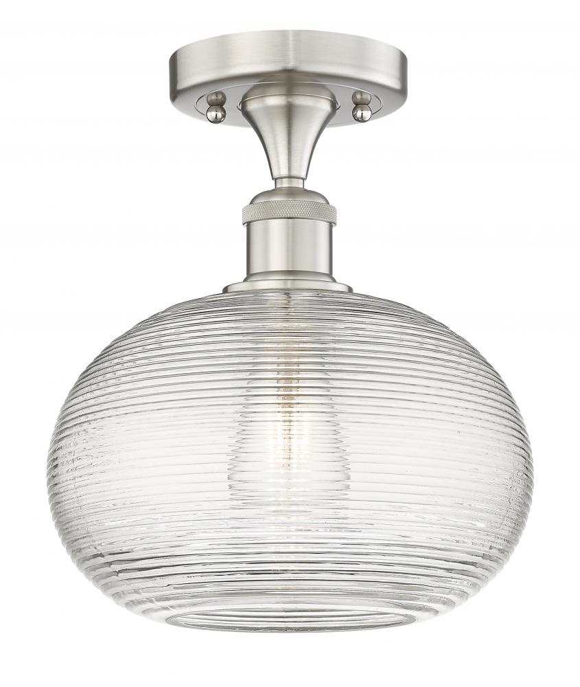 Ithaca - 1 Light - 10 inch - Brushed Satin Nickel - Semi-Flush Mount