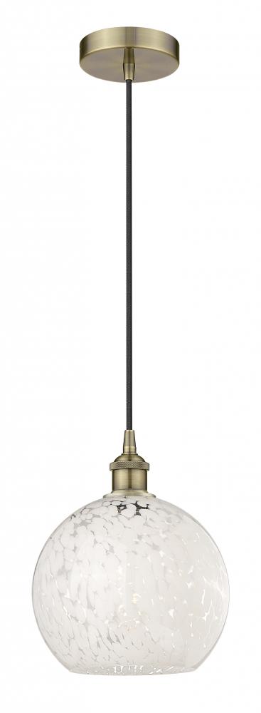 White Mouchette - 1 Light - 10 inch - Antique Brass - Cord Hung - Mini Pendant