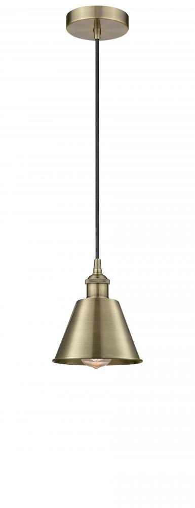 Smithfield - 1 Light - 7 inch - Antique Brass - Cord hung - Mini Pendant